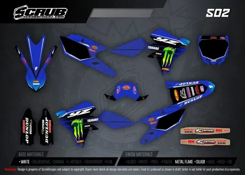 Graphics Kit Yamaha YZ450F 2014-2017 YZ250F 2014-2018 YZF Metal flake + Grip