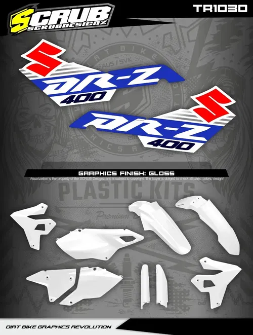 Suzuki DR-Z400SM Supermoto 1999-2024 Restyle Plastics + decals applied DRZ400 SM