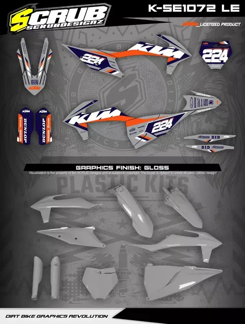 Plastics + Graphics applied KTM 2019-2022 XC XC-F SX SX-F custom name + number
