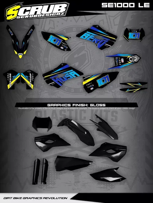 Plastics + Graphics Husaberg TE FE 2013 2014 Decals stickers kit + Race number