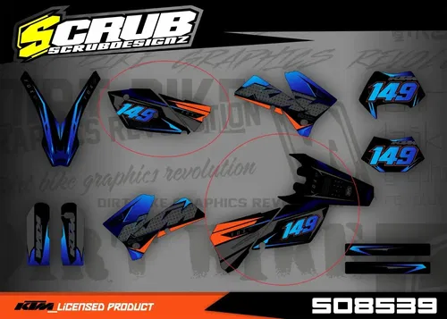 Rear fender, Side panels plastics + Graphics  KTM 2003 EXC CUSTOM 77prc97