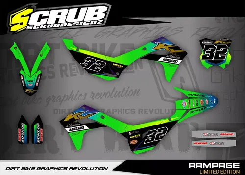 Kawasaki KX450 2024 2025 KX250 2025 Graphics Decals Stickers SCRUB