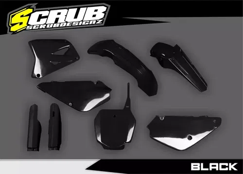 Suzuki RM85 2002 - 2025 UFO Restyle black plastics kit + fork guards
