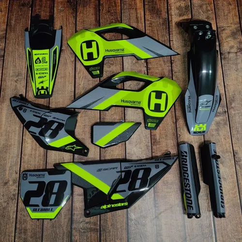 Plastics + Graphics Husqvarna TC FC FX 2023 2024 Fluo Custom race number + name