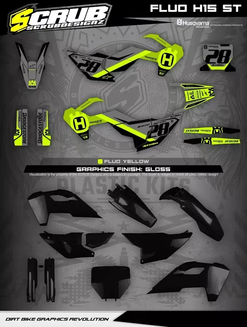 Plastics + Graphics Husqvarna TC FC FX 2023 2024 Fluo Custom race number + name