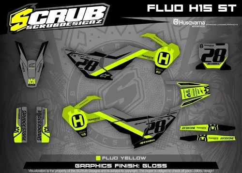 Plastics + Graphics Husqvarna TC FC FX 2023 2024 Fluo Custom race number + name