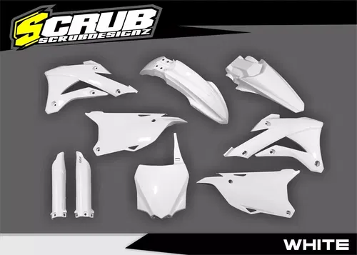 Kawasaki KX85 KX100 2014 - 2021 Plastics kit + fork guards White KX 85 100