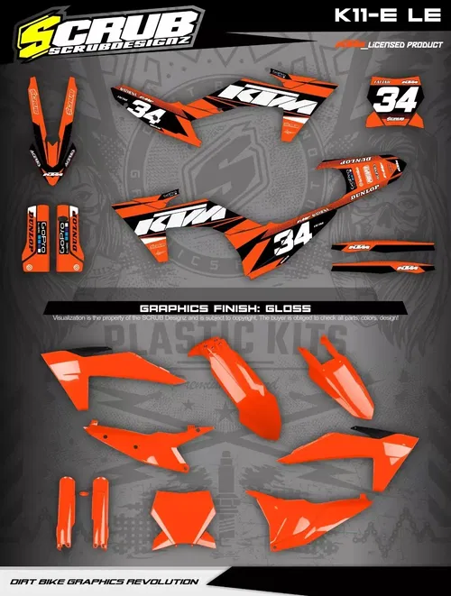 Plastics + Graphics applied KTM 2023 2024 XC XC-F SX SX-F 125 250 300 350 450
