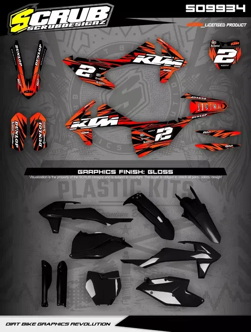 Plastics + Graphics applied KTM 2016-2018 XC XC-F SX SX-F | custom name+number