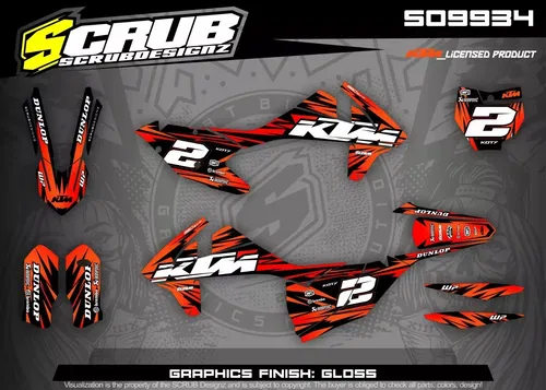 Plastics + Graphics applied KTM 2016-2018 XC XC-F SX SX-F | custom name+number
