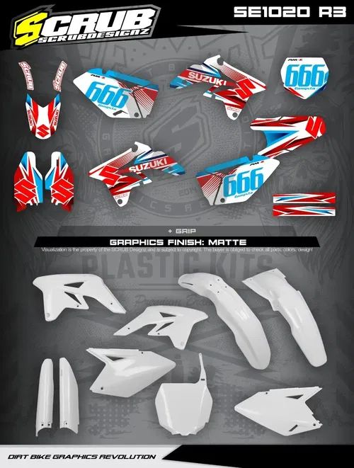 Plastics + Graphics Suzuki RMZ 250 2004-2009 RMZ 450 2005-2007