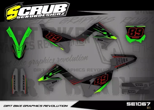 Plastics + Graphics Kawasaki KX Restyle KX125 KX250 2004-2008 custom
