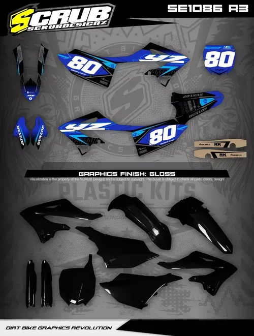 Plastics + Graphics Yamaha YZ125 YZ250 2022 2023 2024 2025 Custom number+name