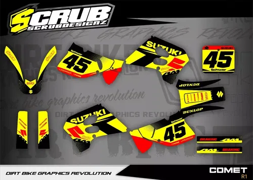 Plastics + Graphics Suzuki 1993 1994 1995 RM125 RM250 fitted decals sticker