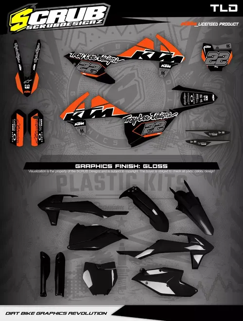 Plastics + Graphics applied KTM 2016 2017 2018 XC XC-F SX SX-F name+number