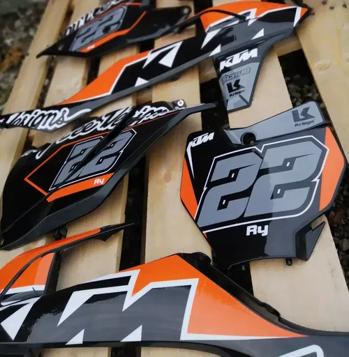Plastics + Graphics applied KTM 2016 2017 2018 XC XC-F SX SX-F name+number
