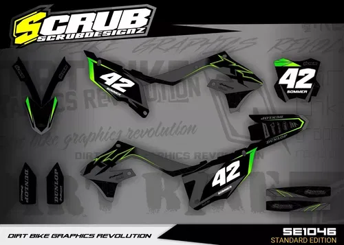 Plastics + Graphics Kawasaki KX Restyle KX125 KX250 2004-2008 - name+number