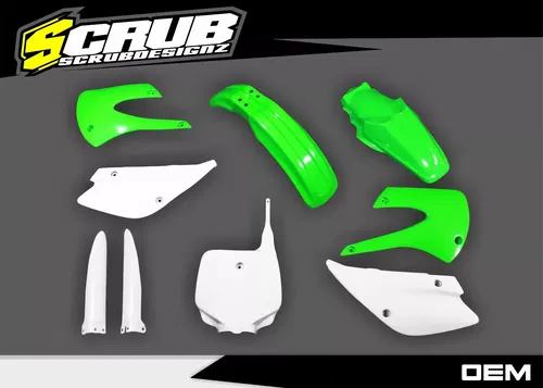 Kawasaki KX85 KX100 2001 - 2013 Plastics kit + fork guards OEM color KX 85 100