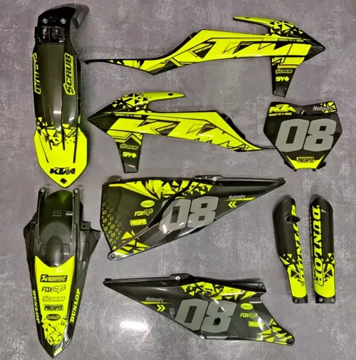 Plastics + Graphics KTM 2019 2022 SX SX-F XC XC-F Fluo decals custom race number