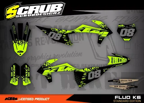 Plastics + Graphics KTM 2019 2022 SX SX-F XC XC-F Fluo decals custom race number