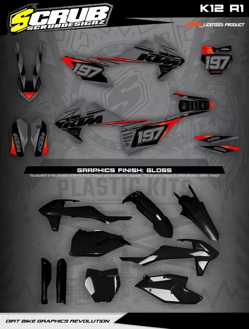 Plastics + Graphics + Seat cover KTM 2016-2018 XC XC-F SX SX-F | name+number