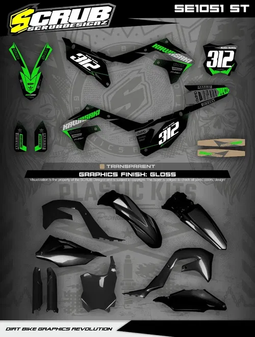 Plastics + Graphics Kawasaki KX450 2019-2023 KX250 2021-2024 KXF custom