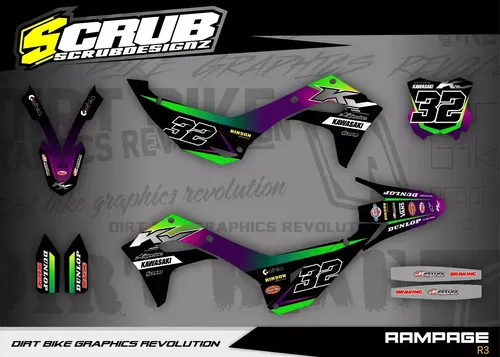 Kawasaki KX450 2024-2025 KX250 2025 Graphics Decals Stickers SCRUB