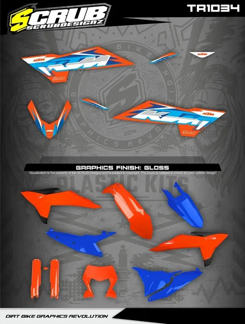 KTM 2024 2025 EXC XC-W EXC-F XCF-W Restyle Plastics kit + Fork guards