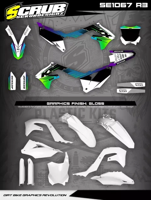Plastics + Graphics Kawasaki KX450 2019-2023 KX250 2021-2024 KXF