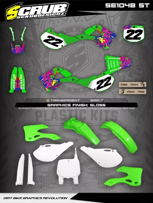Plastics + Graphics Kawasaki KX125 KX250 1999 2000 2001 2002 KX 125 250