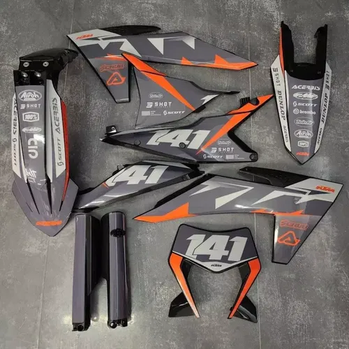 Plastics + Graphics applied KTM 2024 2025 EXC EXC-F XC-W XCF-W XW-F +Race number