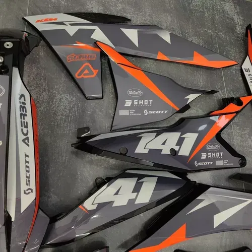 Plastics + Graphics applied KTM 2024 2025 EXC EXC-F XC-W XCF-W XW-F +Race number