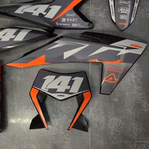 Plastics + Graphics applied KTM 2024 2025 EXC EXC-F XC-W XCF-W XW-F +Race number