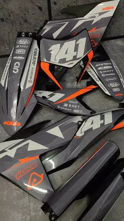Plastics + Graphics applied KTM 2024 2025 EXC EXC-F XC-W XCF-W XW-F +Race number