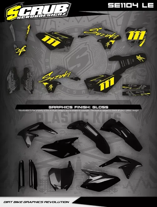 Plastics + Graphics Suzuki RMZ 450 2008-2017 decals applied
