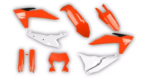 KTM 2024 2025 EXC XC-W EXC-F XCF-W  Plastics kit + Fork guards Orange White