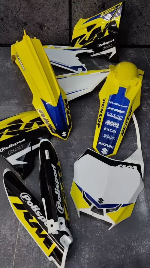 Plastics + Graphics RM Restyle Suzuki RM125 RM250 2004-2008  fitted decals