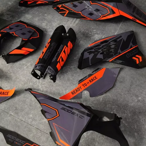 Plastics + Graphics applied KTM EXC EXC-F 2008 2009 2010 2011 XC-W XCF-W