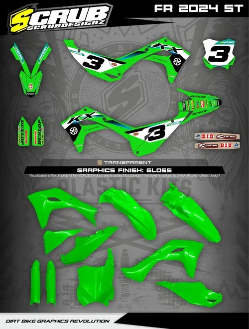 Plastics + Graphics Kawasaki KX450 2024-2025 KX250 2025 KXF KX450X