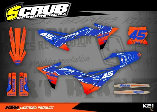 Plastics + Graphics KTM 2023 2024 2025 XC XC-F SX SX-F Orange Blue