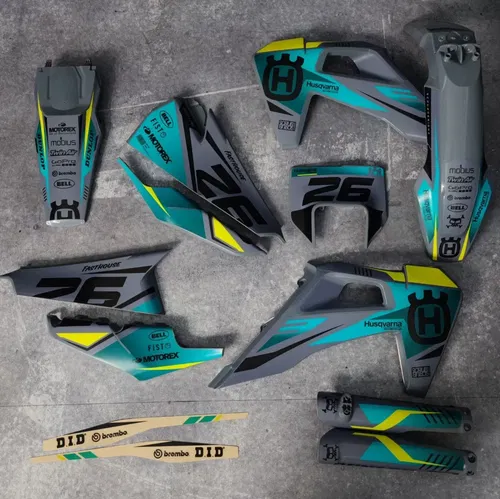 Plastics + Graphics Husqvarna TE FE 2020 2021 2022 2023 Gray Yellow