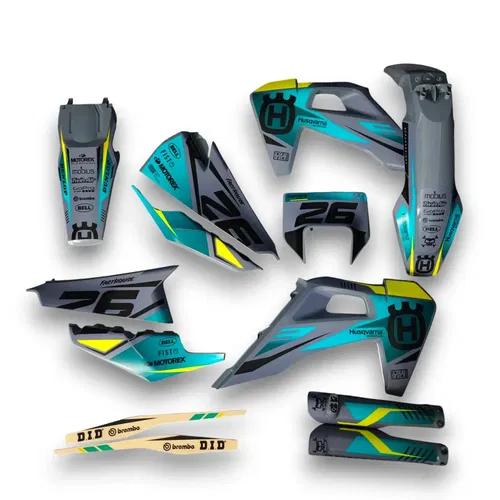 Plastics + Graphics Husqvarna TE FE 2020 2021 2022 2023 Gray Yellow