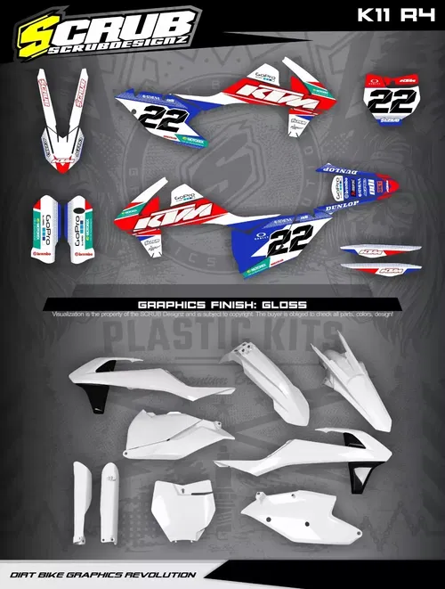 Plastics + Graphics applied KTM 2016 2017 2018 XC XC-F SX SX-F 125 250 350 450