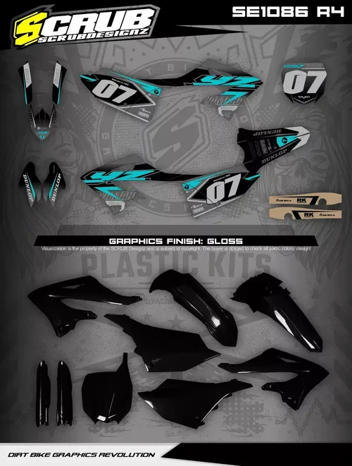 Plastics + Graphics Yamaha YZ125 YZ250 2022 2023 2024 2025 Custom number + name