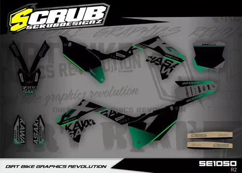 Graphics Kit Kawasaki KX450 2019-2023 KX250 2021-2024 KXf Decals Stickers SCRUB!