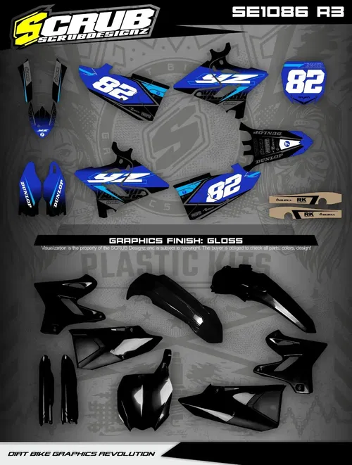 Plastics + Graphics Yamaha YZ125 YZ250 2008-2021 decals stickers applied