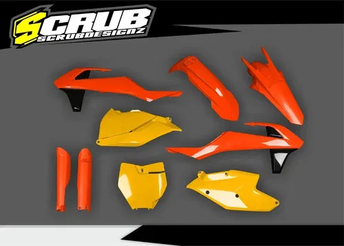 Plastics Kit Black Yellow KTM SX SX-F XC XC-F 2016-2018 Yellow Orange