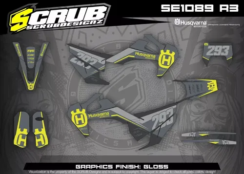 Plastics + Graphics Husqvarna TE FE 2020 2021 2022 2023 Gray Yellow