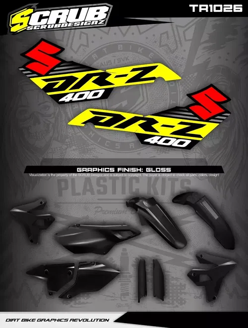 Suzuki DR-Z400SM Supermoto 1999-2024 Restyle Plastics + decals applied DRZ400 SM