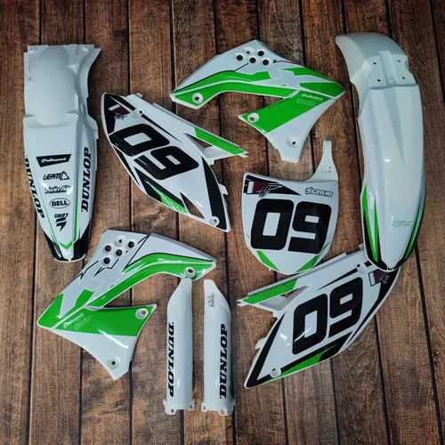 Plastics + Graphics Kawasaki KX450F 2009 2010 2011 CUSTOM race number name flag